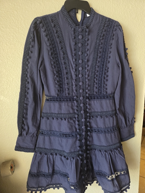 Layered With Love Dresses & Skirts - Layered With Love Navy Blue Boho Lace-Trim Button Front Dress,sz M.